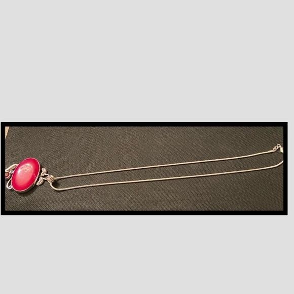 Women’s Pink Quartz & Red Garnet Pendant with 20” .925 Necklace. - Picture 2 of 6